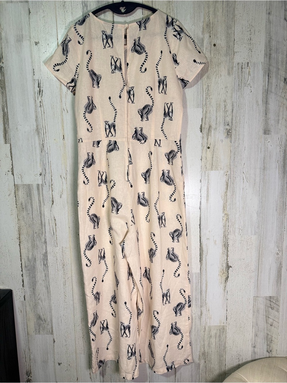 ModCloth Lemur Print Linen Blend Wide Leg Jumpsuit M - Picture 6 of 8